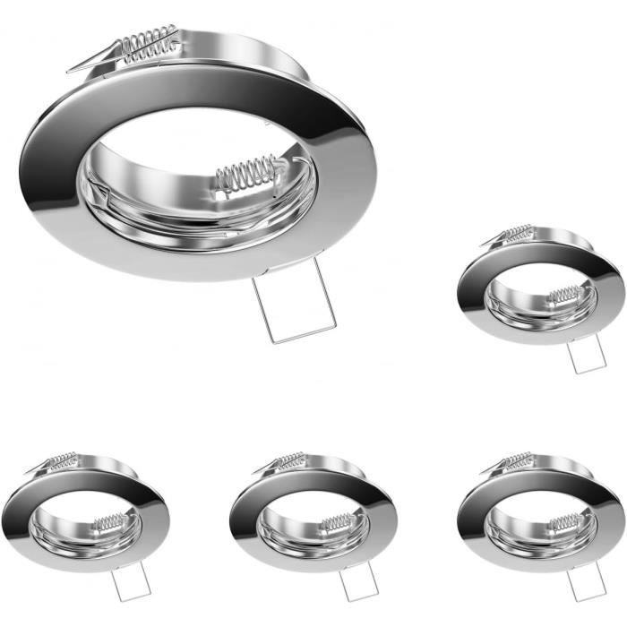 Cadre de montage au plafond FERE,rond,pivotant,chrome brillant(GU10 MR16 GU5,3 50mm)[291