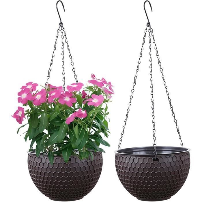 2 Pots De Fleurs Suspendus Yuandiann - Auto-Arrosage Nid D'Abeille | Pour Intérieur/Extérieur