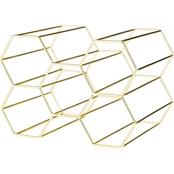 Casier à Vin Nid D'Abeille En Métal - Support De Stockage Bouteilles Élégant - Présentoir Hexagonal Pour Bar Et Maison