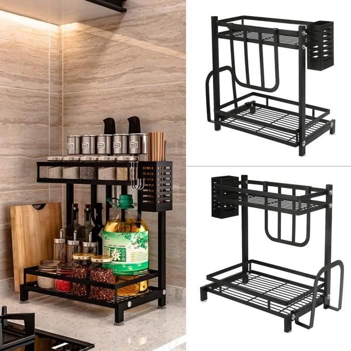 Support De Douche Sans Poinçon De 40 Cm, Support De Rangement Mural En Acier Inoxydable, Support De Rangement De Cuisine (noir) | Leroy Merlin
