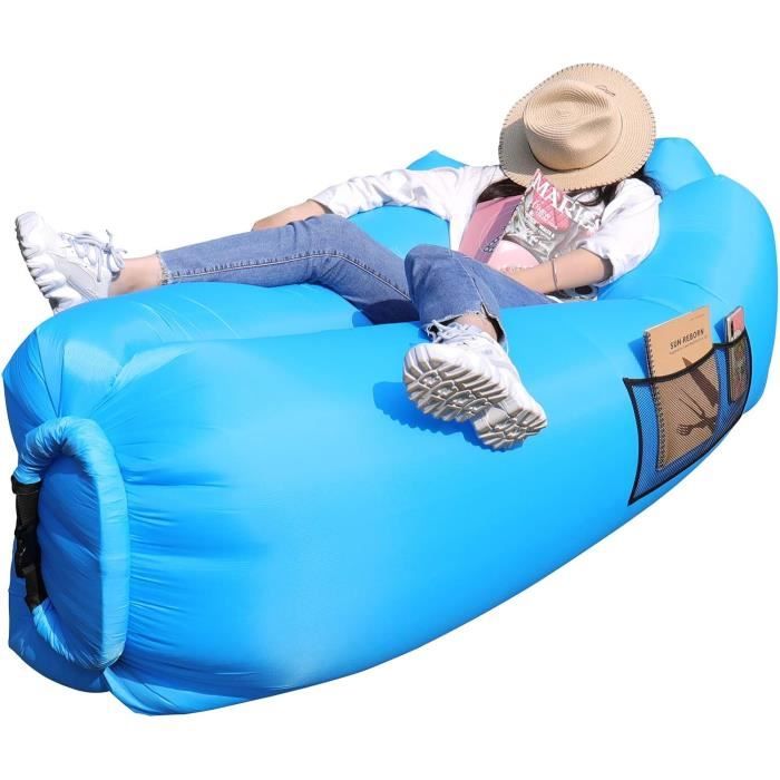 Canapé Gonflable Pliable Bleu Marine - 103x103x60cm - Pour Jardin, Plage, Piscine, Voyage Et Détente - 7
