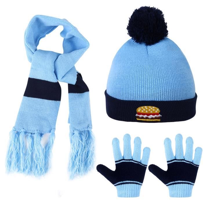 Xiangrun 3 in 1 Enfants en Bas Age Hiver Tricot C/ôtel/é Chaud Bonnet Pompon Bonnet Echarpe Gants Ensemble