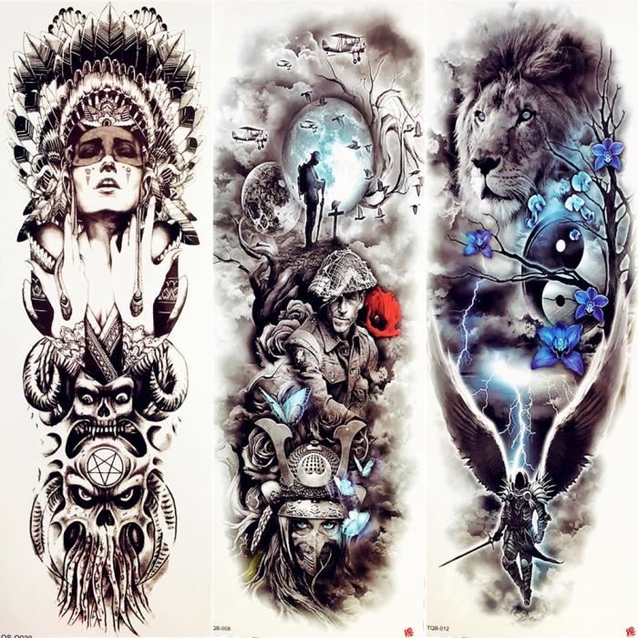 3 Morceaux Prière Indiens Hommes Temporaire Tatouage Smart