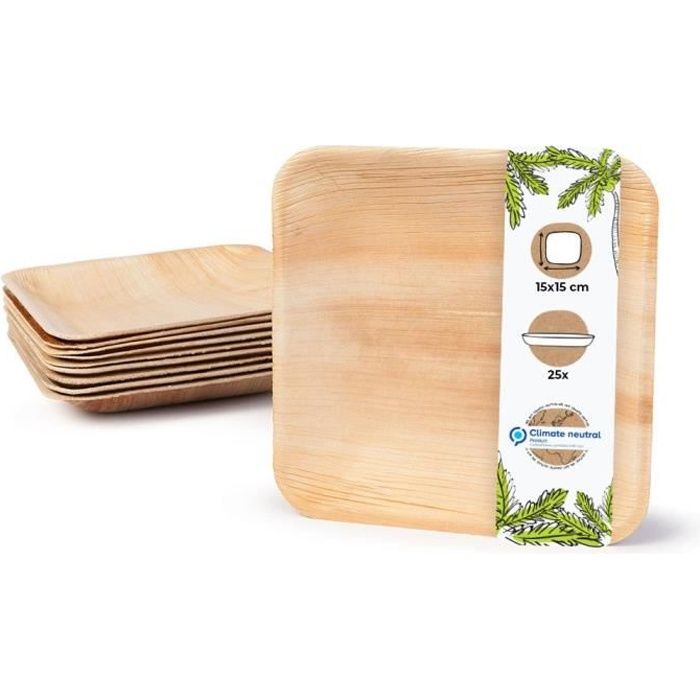 200 Pièces Vaisselle Jetable Biodégradable Bagasse Pour 25 Invités - Assiettes, Couverts Bois, Tasses, Pailles, Serviettes