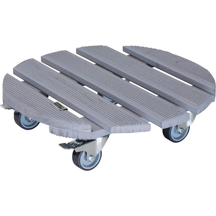 Support Amovible Universel Pour Pot De Fleurs Avec Roulettes - Intérieur Extérieur Gris