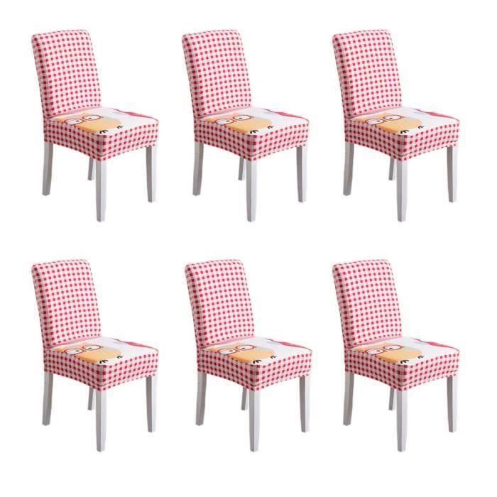 Housse de Chaise Salle à Manger Extensible 6 Pcs Protection Couverture