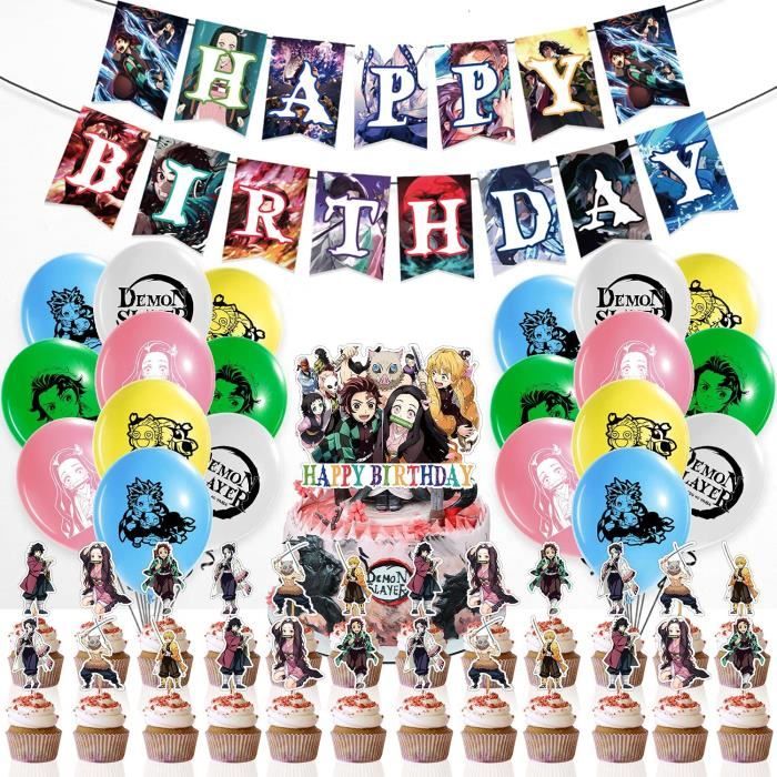 Demon Slayer Decoration D Anniversaire Pour Les Fans Contient Une Banniere Happy Birthday Geante Manga Cake Toppers 24pcs Cup A19 Cdiscount Maison