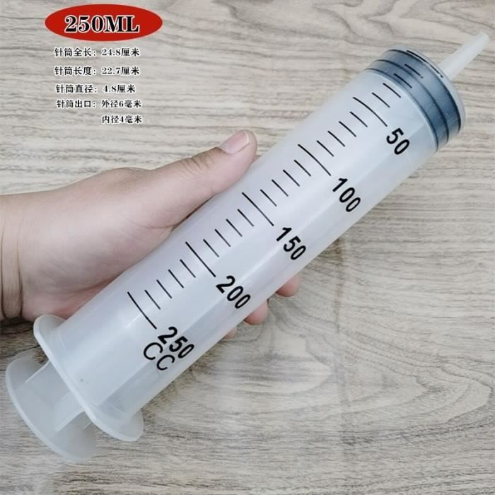 250ml -Seringues de Grande Capacité Réutilisables Pompe Tube de Mesure EncreAlimentation pour Animaux de