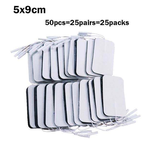 5x9cm 50pcs Électrodes Tens réutilisables, 20-50 pièces, 9x5cm, 2mm, prise, pour masseur de thérapie d'acupun