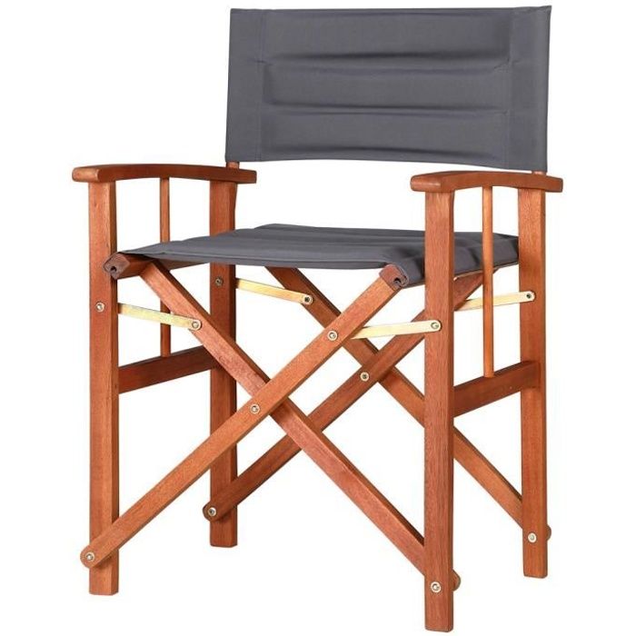 Chaise pliante en bois d'eucalyptus FSC® anthracite - CASARIA - Confortable et durable