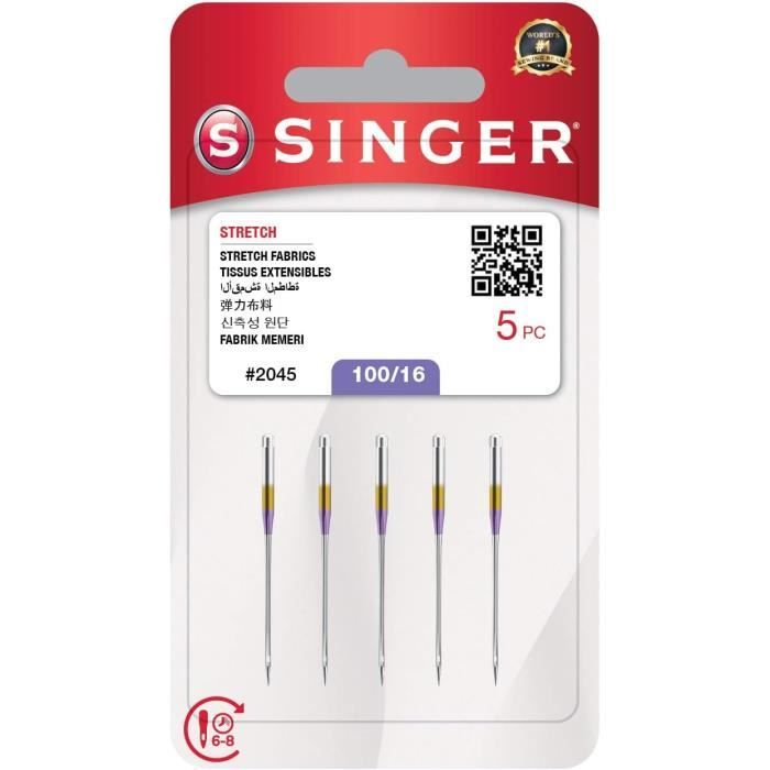5 Aiguilles Machine à Coudre Singer 2020 - 100/16 Pour Tissus 130/705