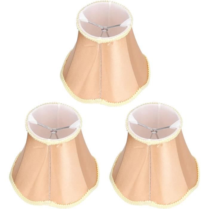 Lot De 3 Abat-jour à Pince E14 – Fond Rose Saumon Et Petites Marguerites
