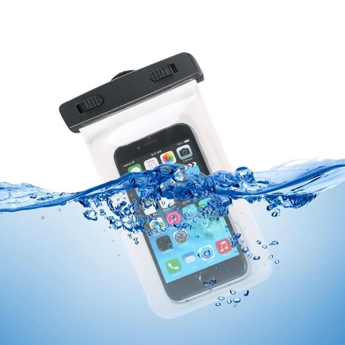 Demarkt - Sac Pochette Housse Etui Waterproof Etanche pour Smartphone inférieure à 6 - Blanc