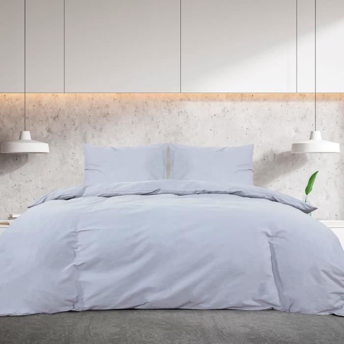 Ensemble de housse de couette Gris 200x220 cm Microfibre légèreS50