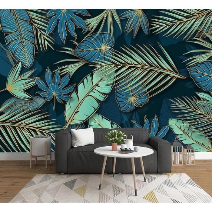 Papier Peint Panoramique Ligne De Feuilles De Plantes Papier Peint 3D ...