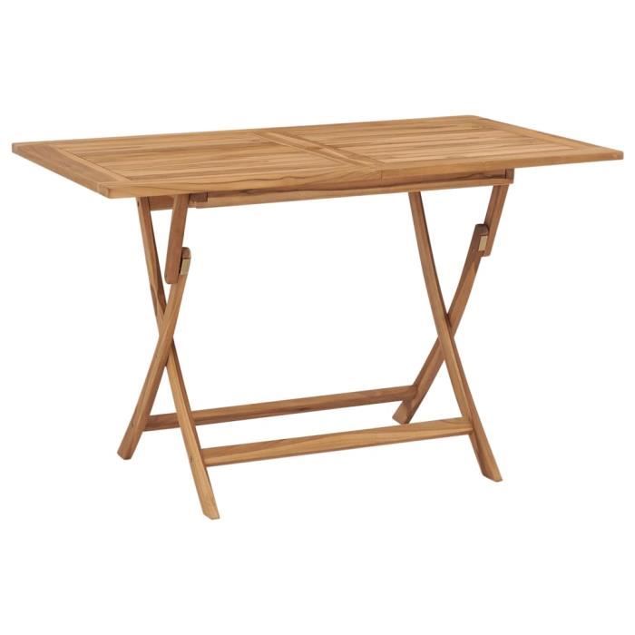 LEC Table pliable de jardin 120x70x75 cm Bois de teck solide 117262