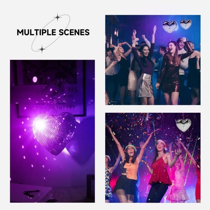 Boule à Facettes Miroir 40 Cm - Effets Lumineux 360° - Pour Fête, Mariage, Club - Avec Anneau De Suspension - 4