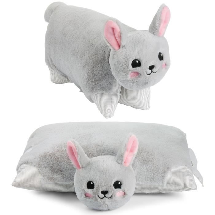Coussin Snack Pack En Peluche - Lapin Rose Ou Autres Animaux - Contient 8 Mini Peluches - 48x38 Cm Environ - Décoration Canapé Chambre