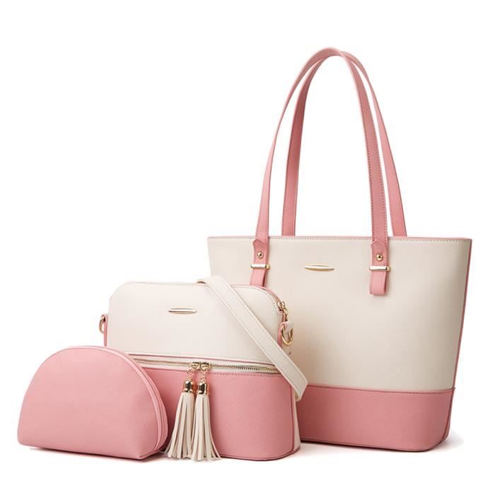 Sac à Main Femme Cuir 4 En 1 YeumouG - Grand Fourre-Tout + Portefeuille + Sac Phone + Porte-Cartes - Noir