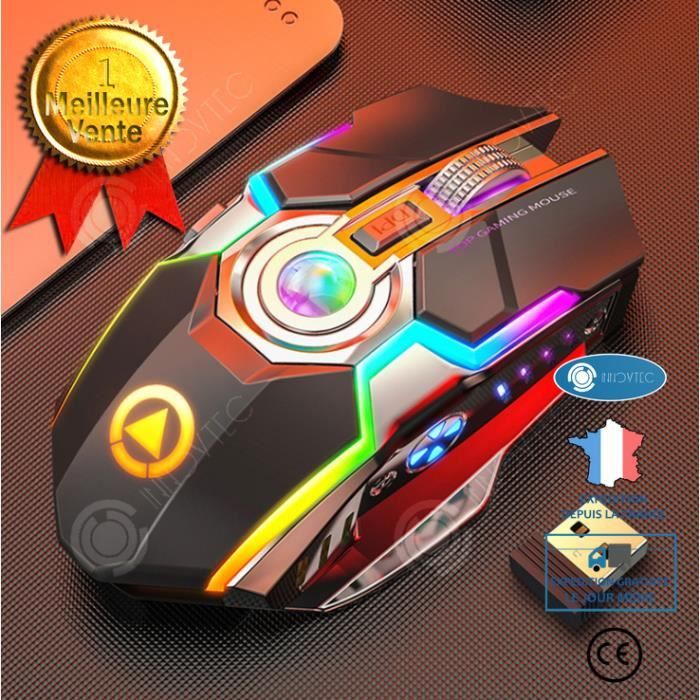 Souris sans fil RGB – INN – Silver Eagle A5 – Moteur à lumière rouge – 800-1600 DPI – Non silencieuse