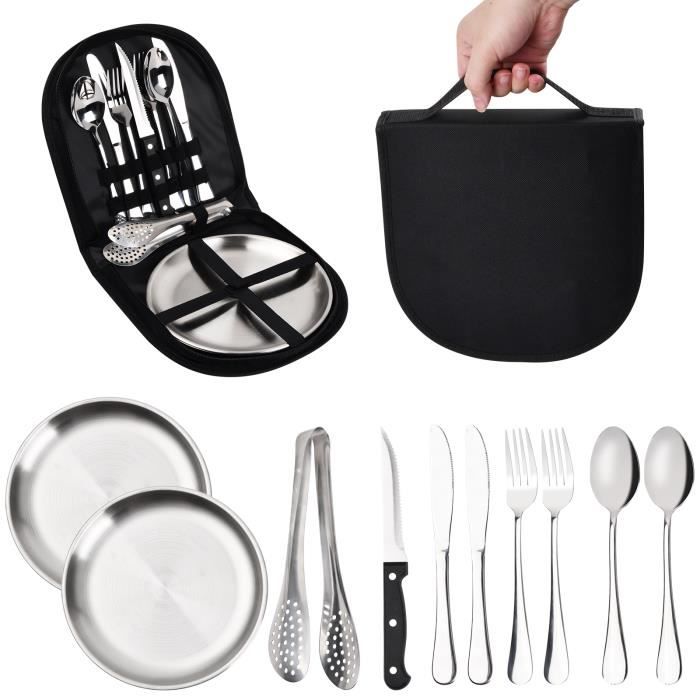 10 Couverts De Camping En Acier Inoxydable Ensemble De Couverts 