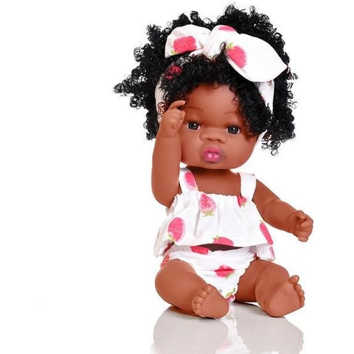 Poupées Noires Mode Fille Africaine poupées, poupée de Jeu de bébé réaliste Lavable, Cadeau de Noël Fille garçon