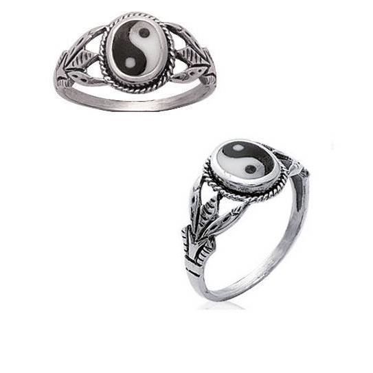 Bague En Argent Massif 925 Rhodié Motif Filigrane Yin-Yang - Taille 56, Neuve Avec étiquettes