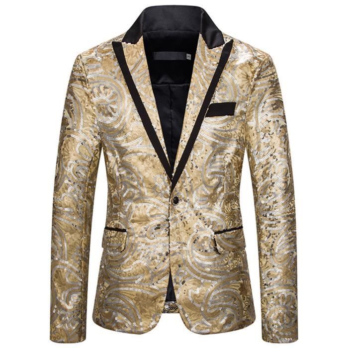 Haut de Costume ?� Paillettes Brillant Homme Slim Fit Costume Mode Classique Paillette Costume Un 