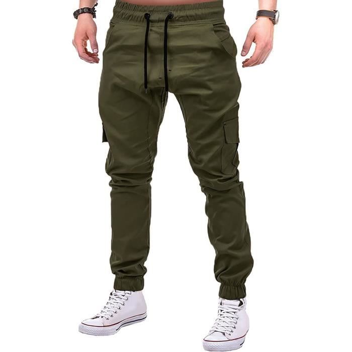 Pantalon de Travail Homme Cargo Vert Materiau elastique doux et confortable Respirant et leger