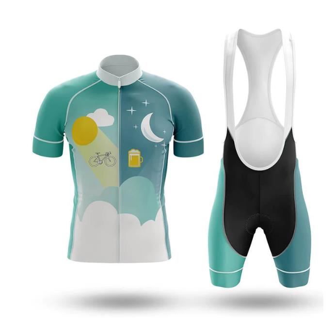 Tenue Cyclisme Fenovel Homme – Maillot Manches Courtes + Cuissard Rembourré Gel 19D, Idéal Entraînement Et Compétition