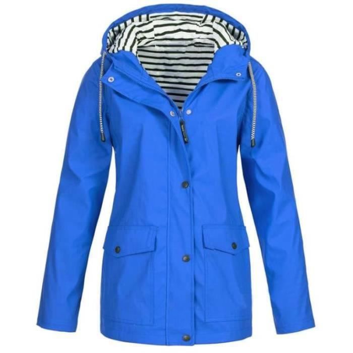 Trench Imperméable à Capuche Pour Femme - Coupe-vent Avec Ceinture Réglable Et Poches Zippées - Polyester Résistant à L'eau