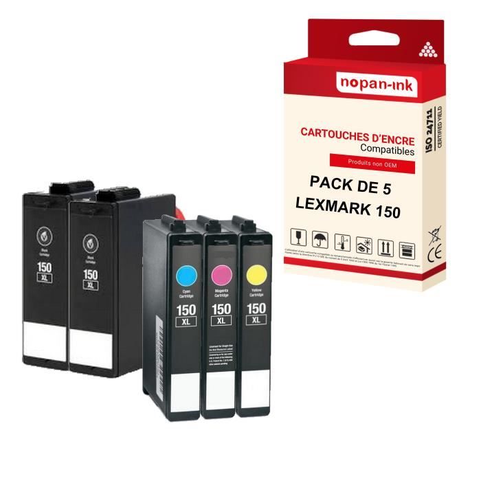 Lexmark Ink 150 NOPAN-INK - x5 Cartouches LEXMARK 150BK XL (x2) + 150C XL + 150M XL ...