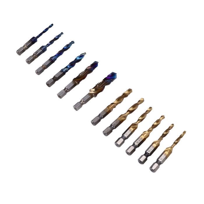 Jeu De Forets à Tarauder, Tige Hexagonale Plaquée Titane HSS