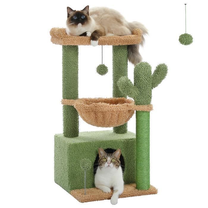 Meilleurs prix pour PAWZ Road Arbre a Chat Cactus avec Grand Condo, tour à griffer & Arbre à Chat avec Hamac et Perchoir de 83 cm, Vert