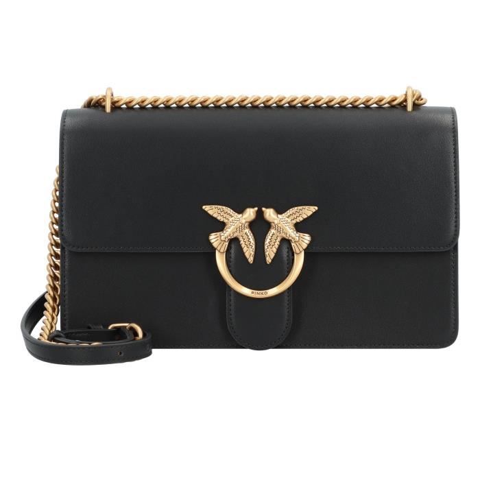 Sac à bandoulière PINKO Love One en cuir noir 27 cm nero-antique