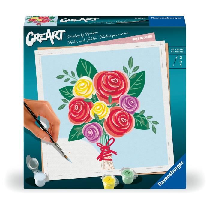 CreArt 20x20 cm Bouquet de roses Loisir créatif Adulte Peinture par numéros 25520 Ravensburger