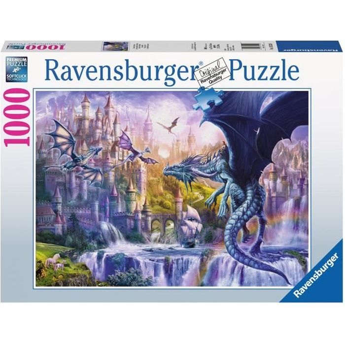 Puzzle 1000 pièces - RAVENSBURGER - Le château des dragons - Fantastique - Coloris Unique