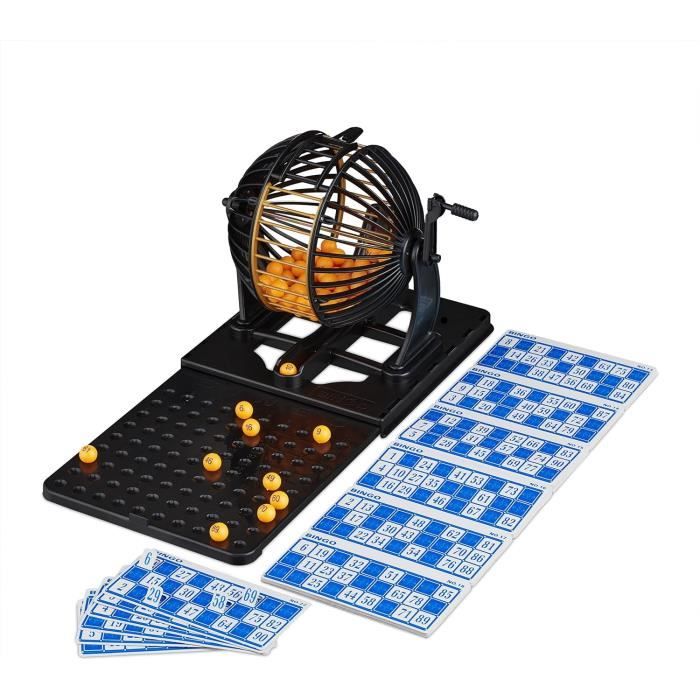 Jeu de Loto Bingo 90 Numéros avec Sphère Mélangeur + Comptoir + 12 Cartons