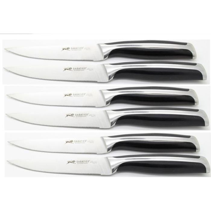 Lot de 6 couteaux SABATIER à steak dentelé 24cm SABATIER International neuf  - Cdiscount Maison