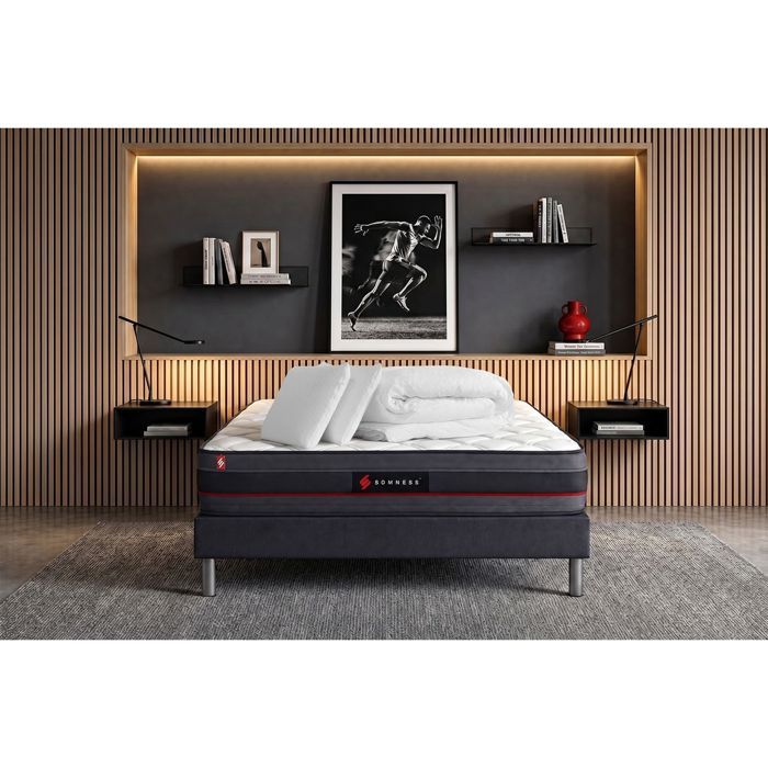 Pack 140x200 matelas REGEN à mémoire de forme + sommier kit noir + Couette 240x220 cm + 2 oreillers 60x40cm 140 x 200 cm Noir Pack 140x200 matelas REGEN à mémoire de forme + sommier kit noir + Couette 240x220 cm + 2 oreillers 60x40cm 140 x 200 cm Noir