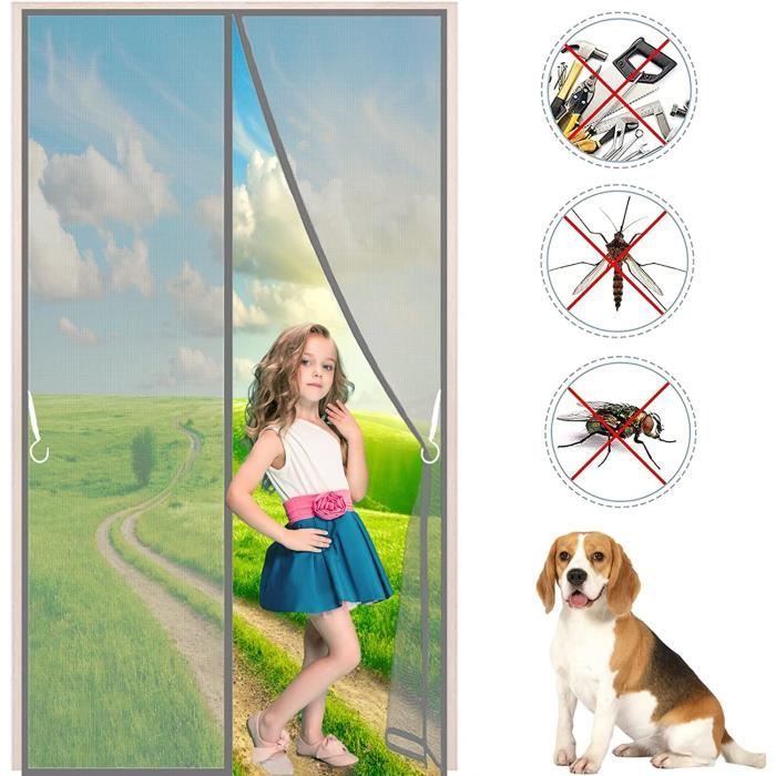 Magnétique Moustiquaire Fenetre Rideau 190x230cm Noir