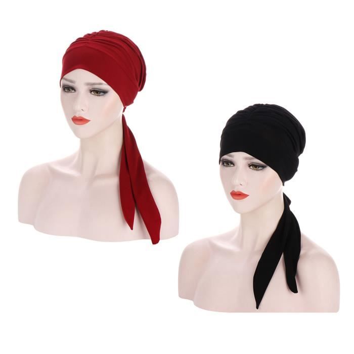 Shengxi 2 Bonnets Hijab En Coton - Sous-Foulard Islamique Respirant - Pour Femmes Musulmanes - Noir Et Kaki