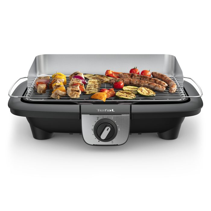 TEFAL BG90A810 Easygrill Adjust BBQ de table électrique, 2300 W, Thermostat réglable, Jusqu’à 2 fois moins de fumée, Pare-vent