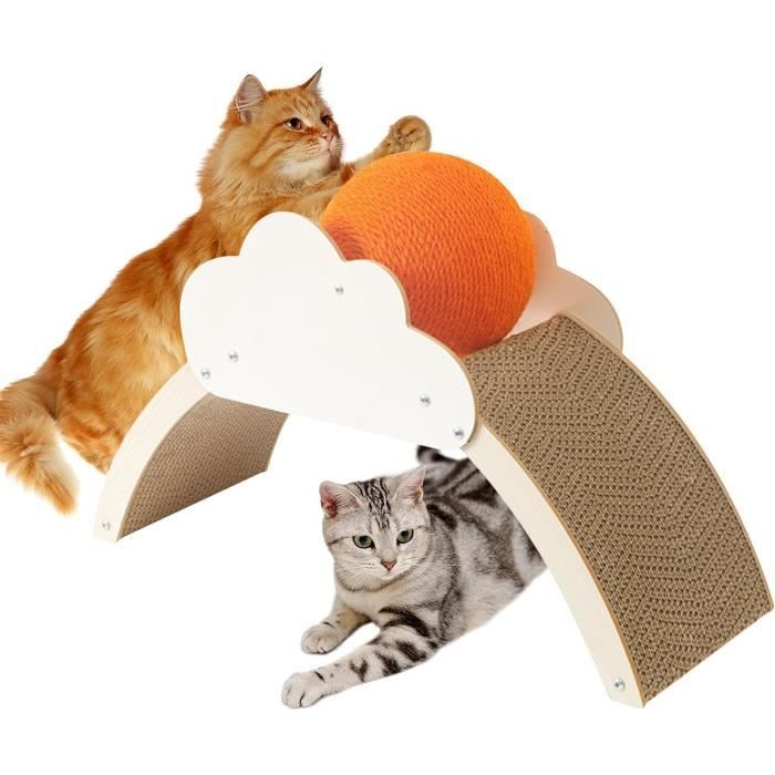 Tapis à Gratter Pour Chat, Griffoir Pour Chat En Carton, Jouet Rond En Carton Pour Chat, Jouet Interactif En Carton, Jouet Accordéon Pliable Pour Chat Avec Boule De Cloche Pour Exercice De