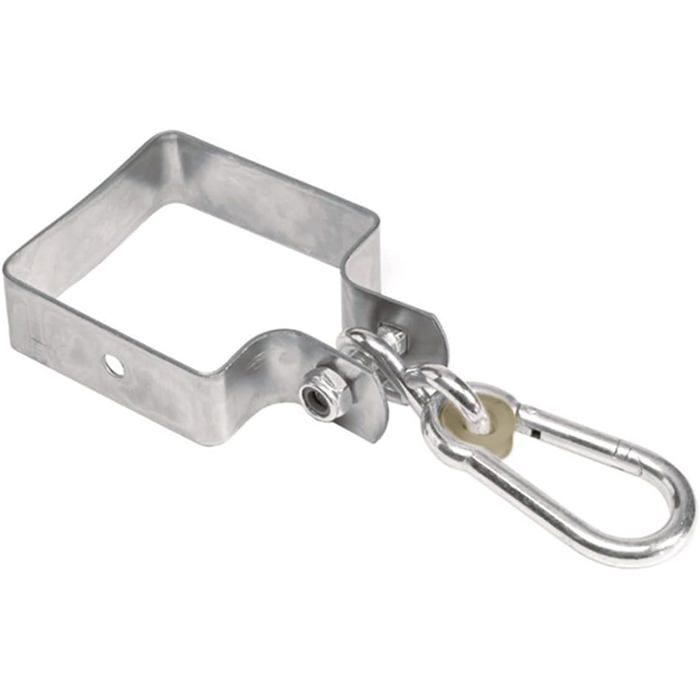 Fixation pivotante avec étrier carré pour barre carrée de 90 x 90 mm Mousqueton avec roulement