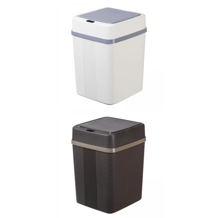 NINESTARS CB DZT 50 13/12 9 Poubelle Automatique Sans Contact Avec Détecteur De Mouvement Infrarouge, 50 L Et 12 L, Base En Acier Inoxydable (ovale, Couvercle Argent/noir