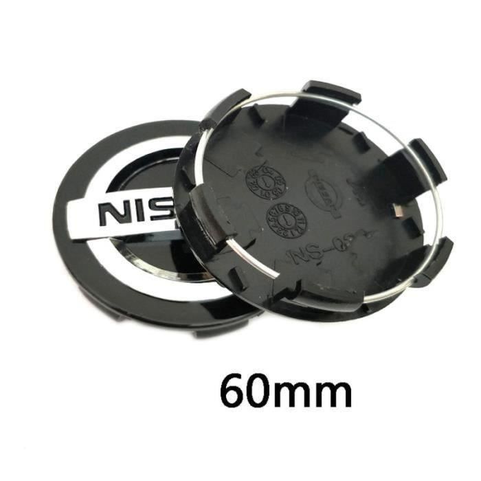 Lot de 4 centre de roue cache moyeu Remplacement pour Nissan 60mm Noir