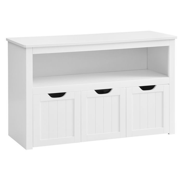 Commode Enfant Meuble de Rangement pour Jouets - VASAGLE - Blanc - 102 x 30 x 60 cm - Avec roulettes