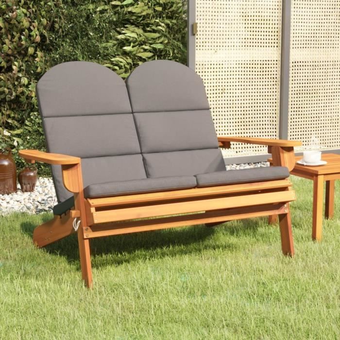 Vidaxl Banc de jardin Adirondack et coussins 126 cm acacia