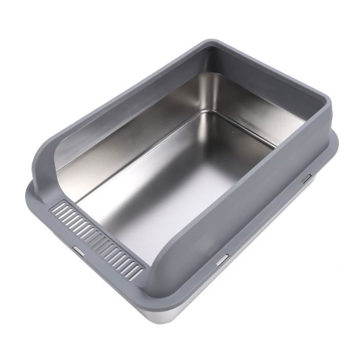 Meilleurs prix pour Vvikizy bac à litière à côtés hauts en acier inoxydable Vvikizy bac à litière fermé pour chat en animalerie collier Gris Foncé L